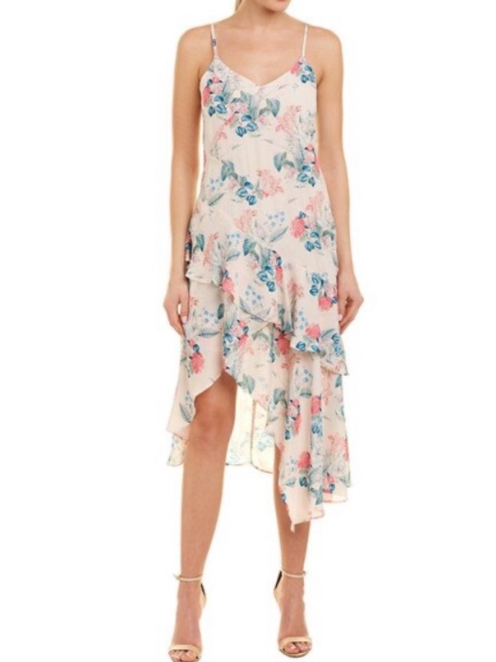 Parker Floral Tiered Asymmetrical Ruffle Dress